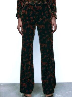 Zara velvet floral pants